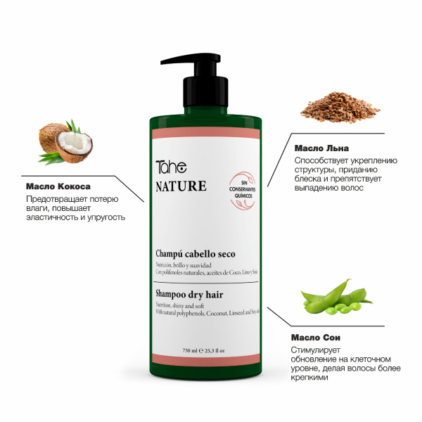 Шампунь для сухих волос NATURE-DRY HAIR (sulfate free) 750 мл